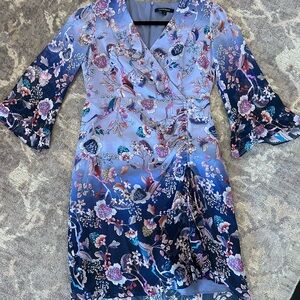 Nanette Lepore Floral Long Sleeve Dress in Blue and Purple